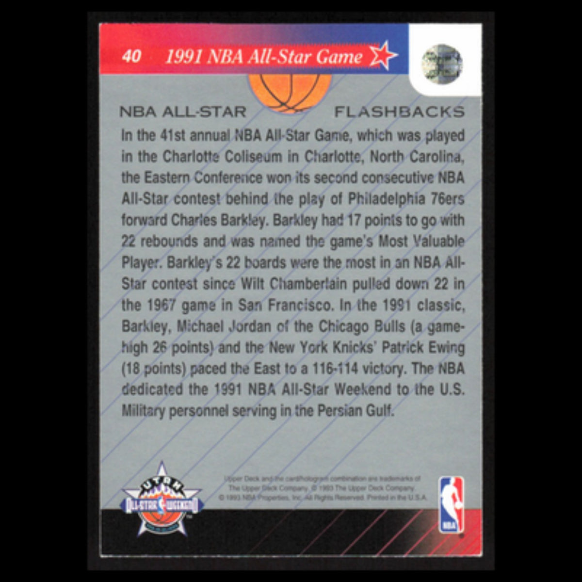 Charles Barkley #40 1992 Upper Deck NBA All-Star Philadelphia 76ers Basketball