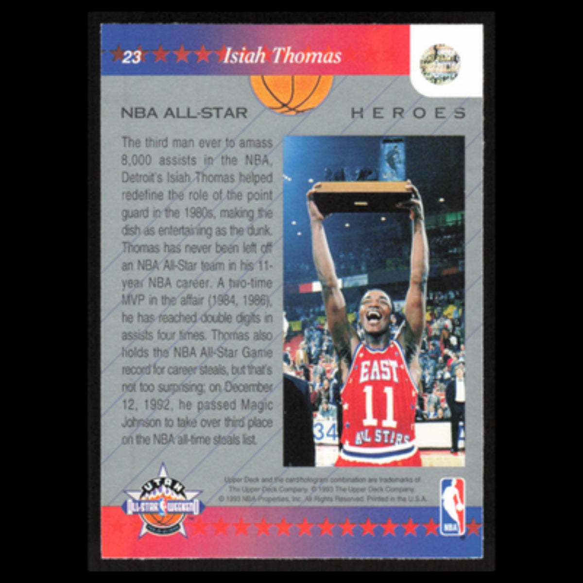 Isiah Thomas #23 1992 Upper Deck NBA All-Star Detroit Pistons Basketball Card NM