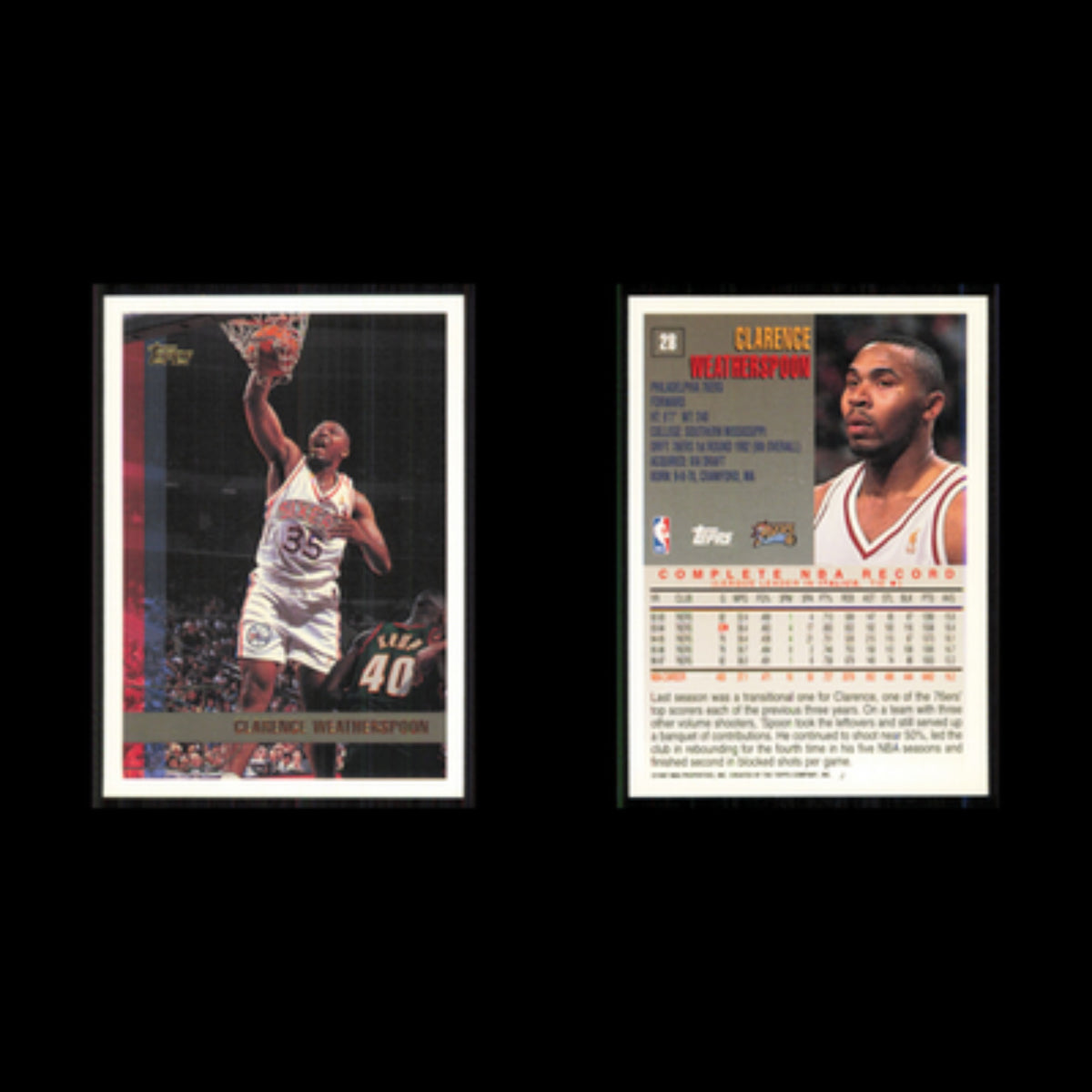 Clarence Weatherspoon #28 1997 Topps Philadelphia 76ers Basketball Card NBA NM