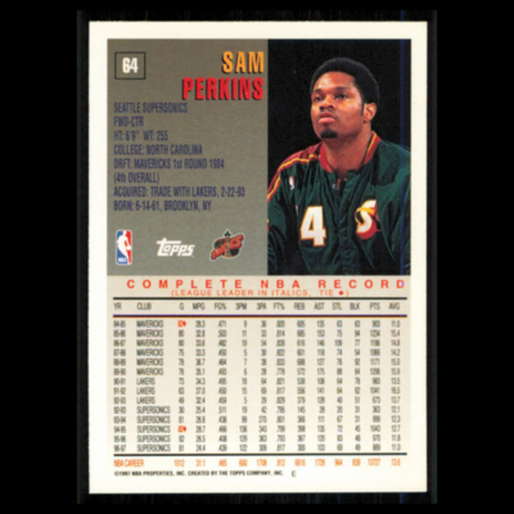 Sam Perkins #64 1997 Topps Seattle SuperSonics Basketball Card NBA NM