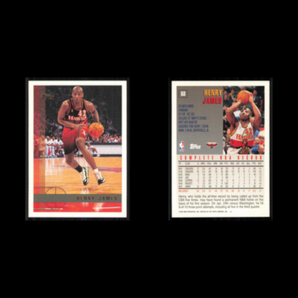 Henry James #53 1997 Topps Atlanta Hawks Basketball Card NBA NM