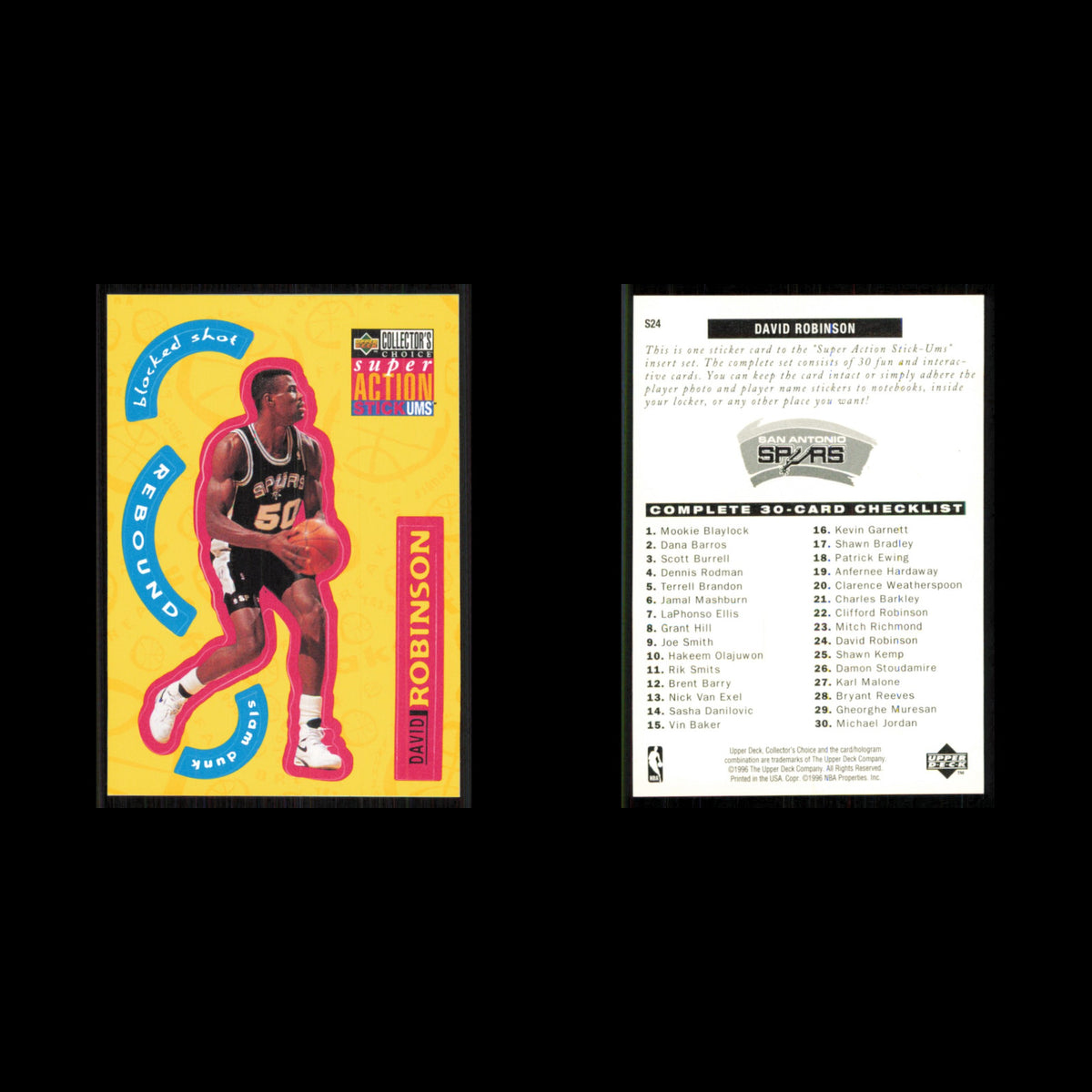 David Robinson #S24 1996 Upper Deck Collectors Choice San Antonio Spurs Card NBA