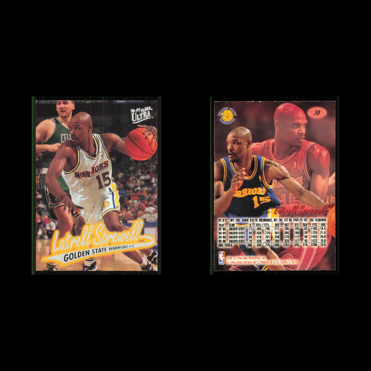 Latrell Sprewell #38 1996 Fleer Ultra Golden State Warriors Basketball Card NBA