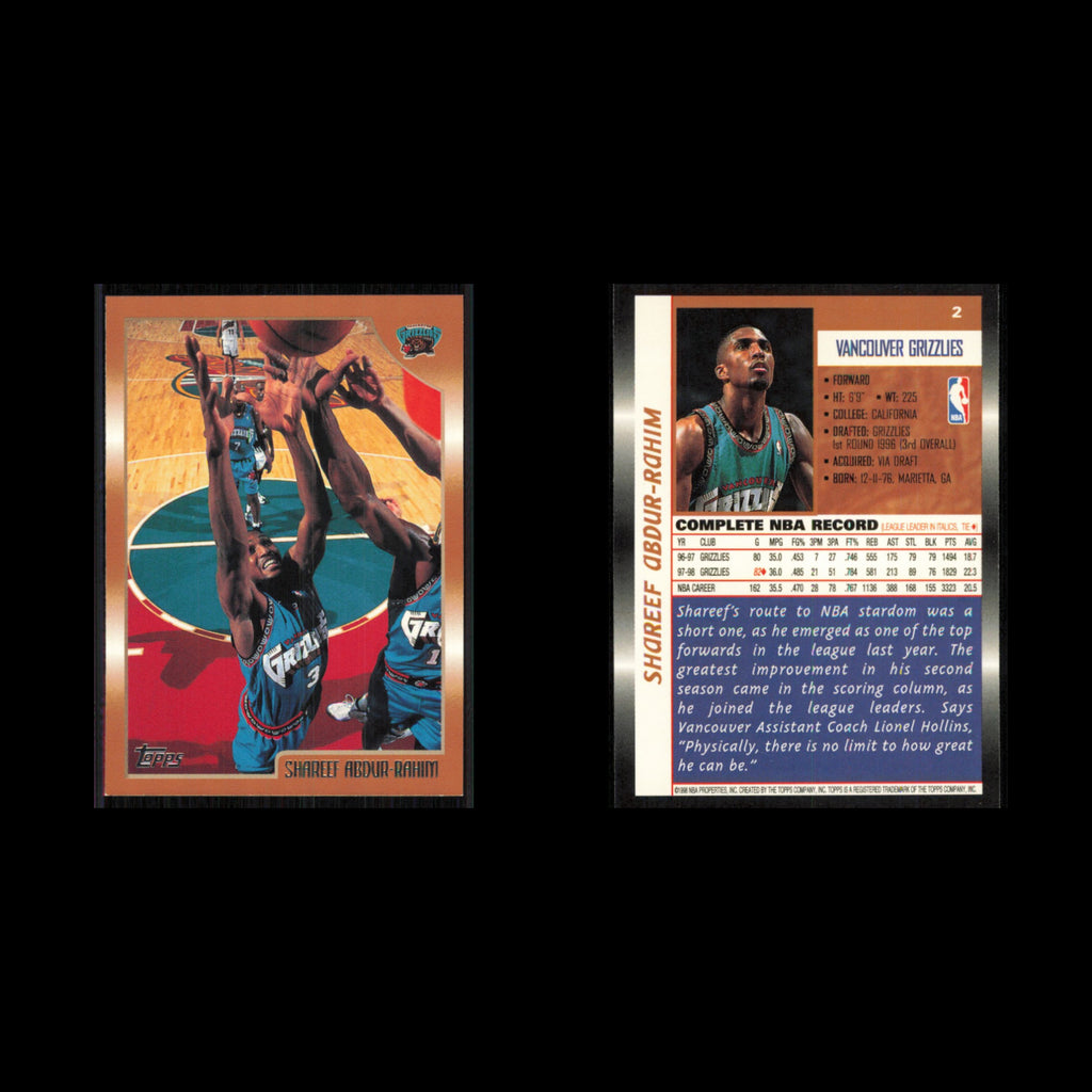 Shareef Abdur-Rahim #2 1998 Topps Vancouver Grizzlies Basketball Card NBA NM