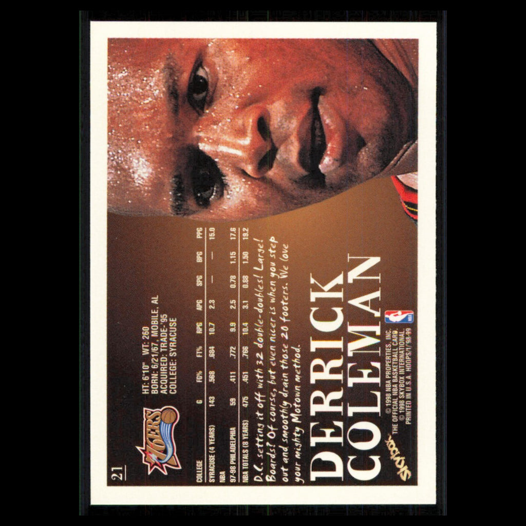 Derrick Coleman #21 1998 Hoops Philadelphia 76ers Basketball Card NBA NM