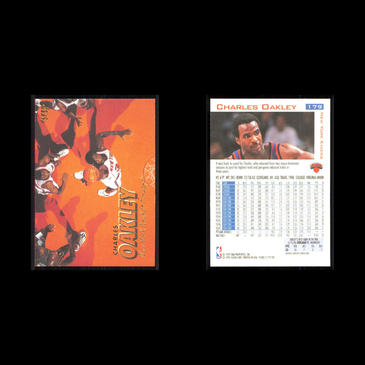 Charles Oakley #179 1997 Fleer New York Knicks Basketball Card NBA NM