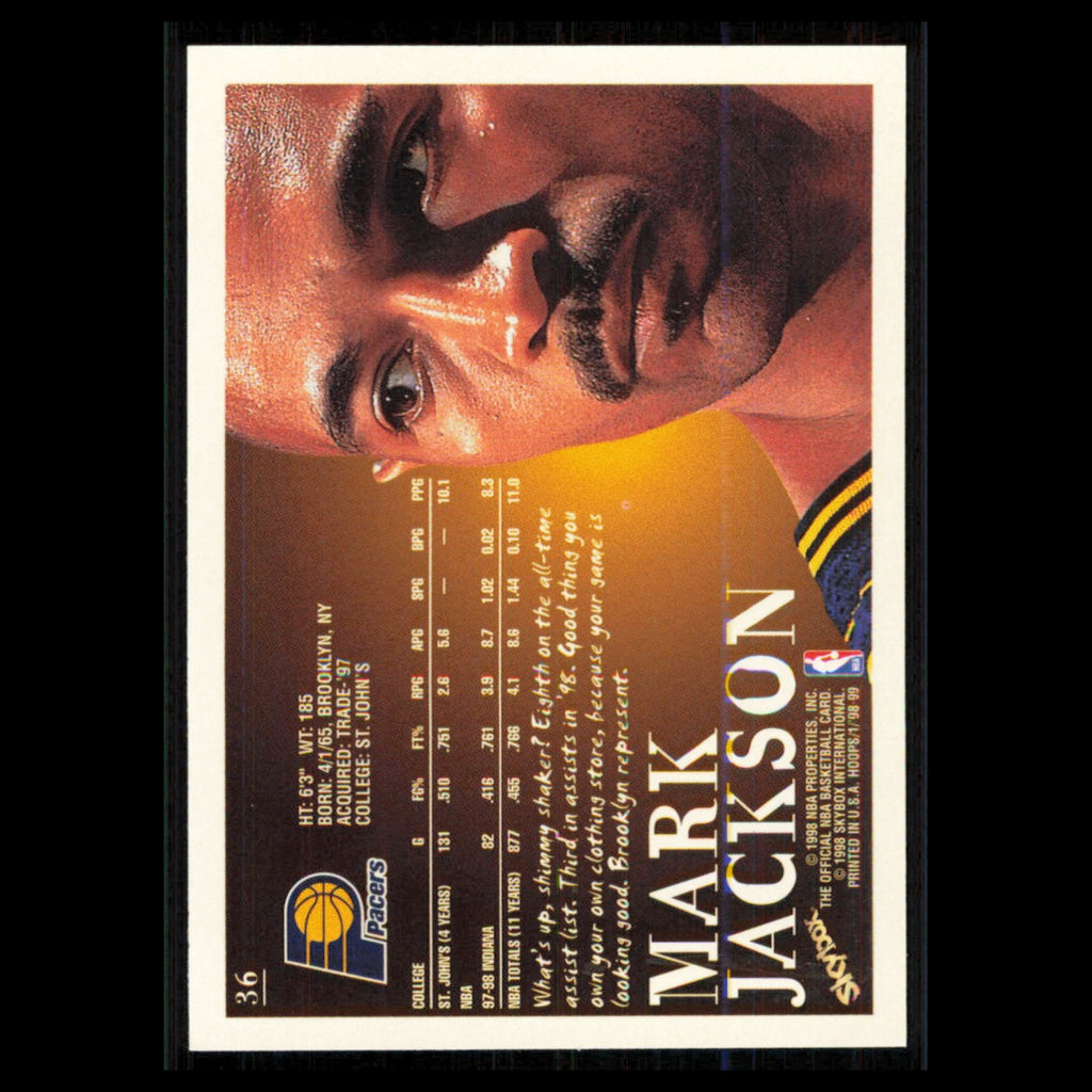 Mark Jackson #36 1998 Hoops Indiana Pacers Basketball Card NBA NM