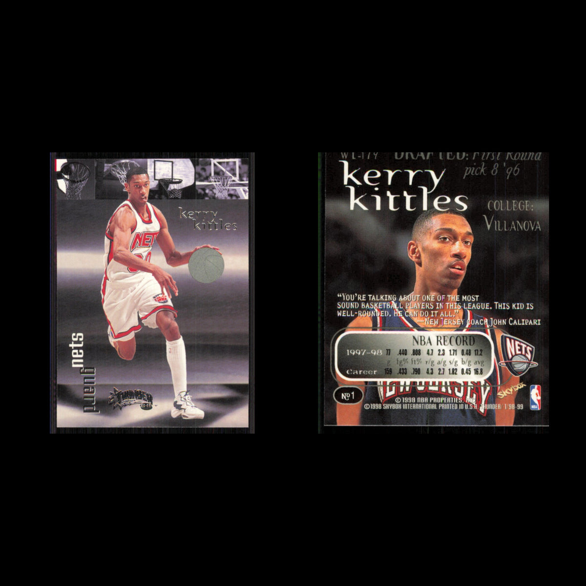 Kerry Kittles #1 1998 SkyBox Thunder New Jersey Nets Basketball Card NBA NM