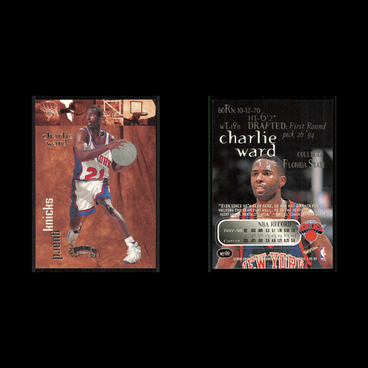 Charlie Ward #26 1998 SkyBox Thunder New York Knicks Basketball Card NBA NM