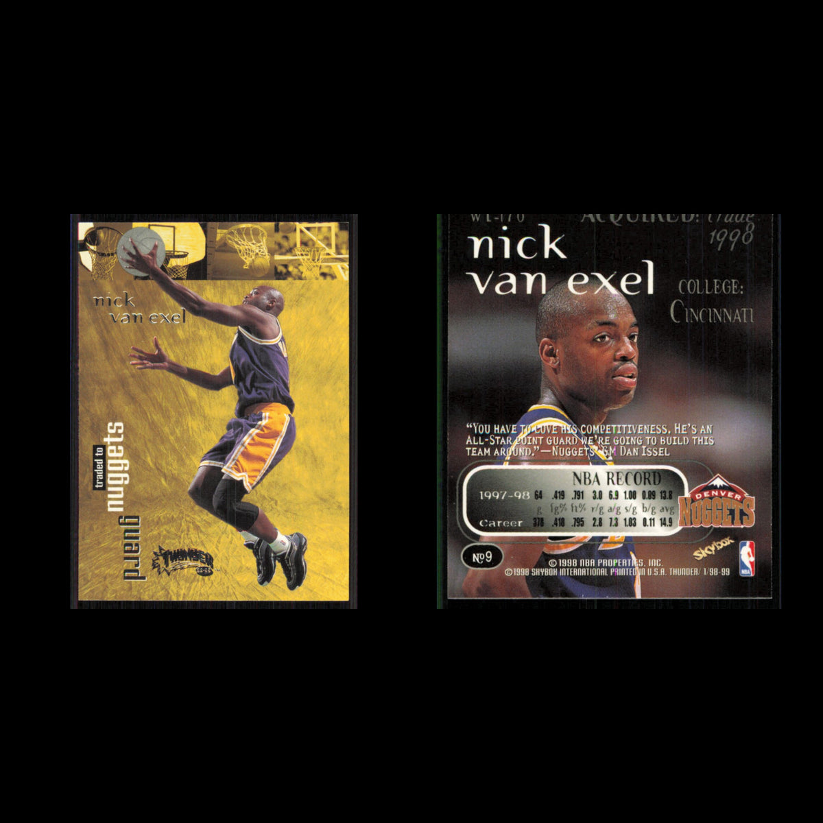 Nick Van Exel #9 1998 SkyBox Thunder Los Angeles Lakers Basketball Card NBA NM