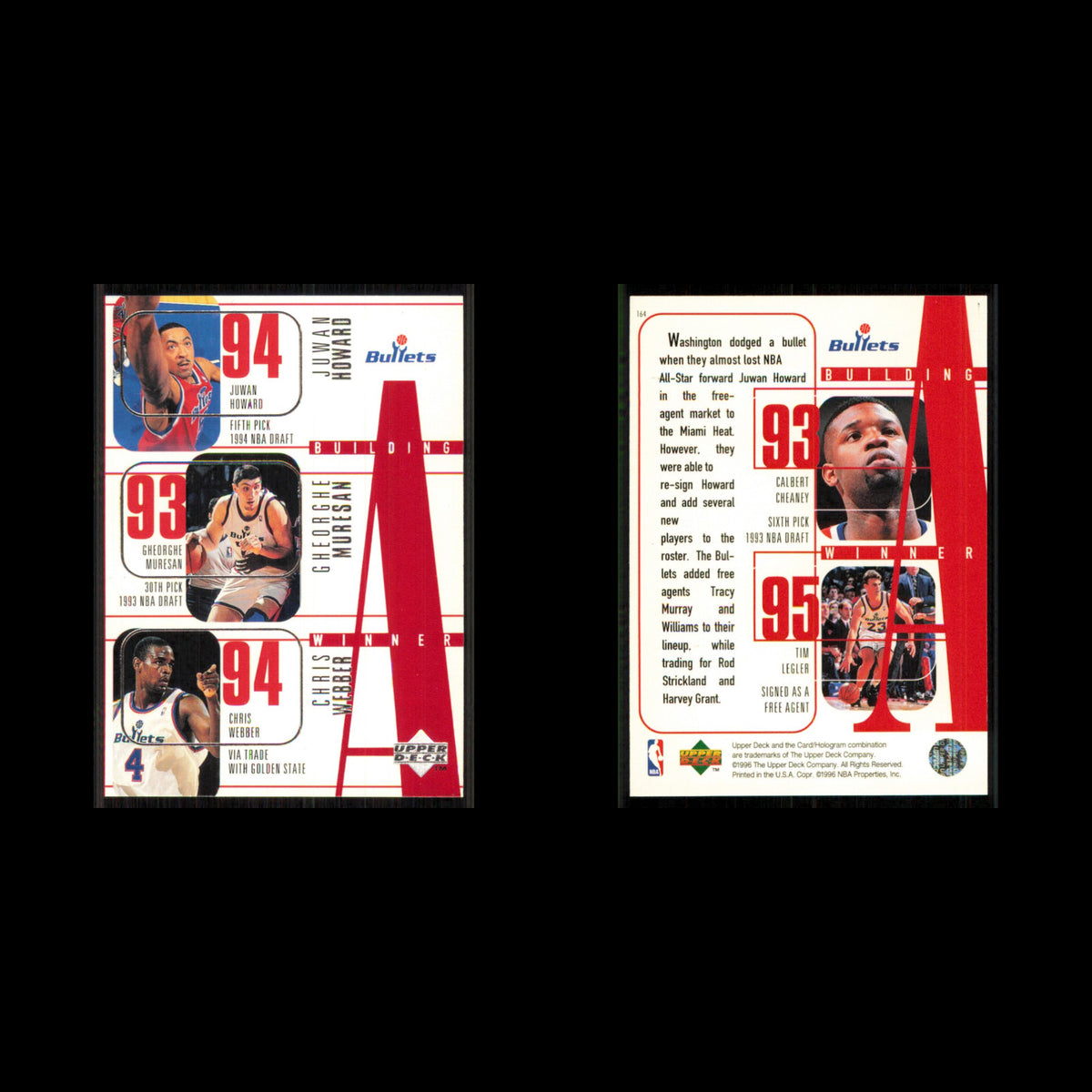 Juwan Howard/Gheorghe Muresan/Chris Webber/Calbert Cheaney/Tim Legler #164 1996