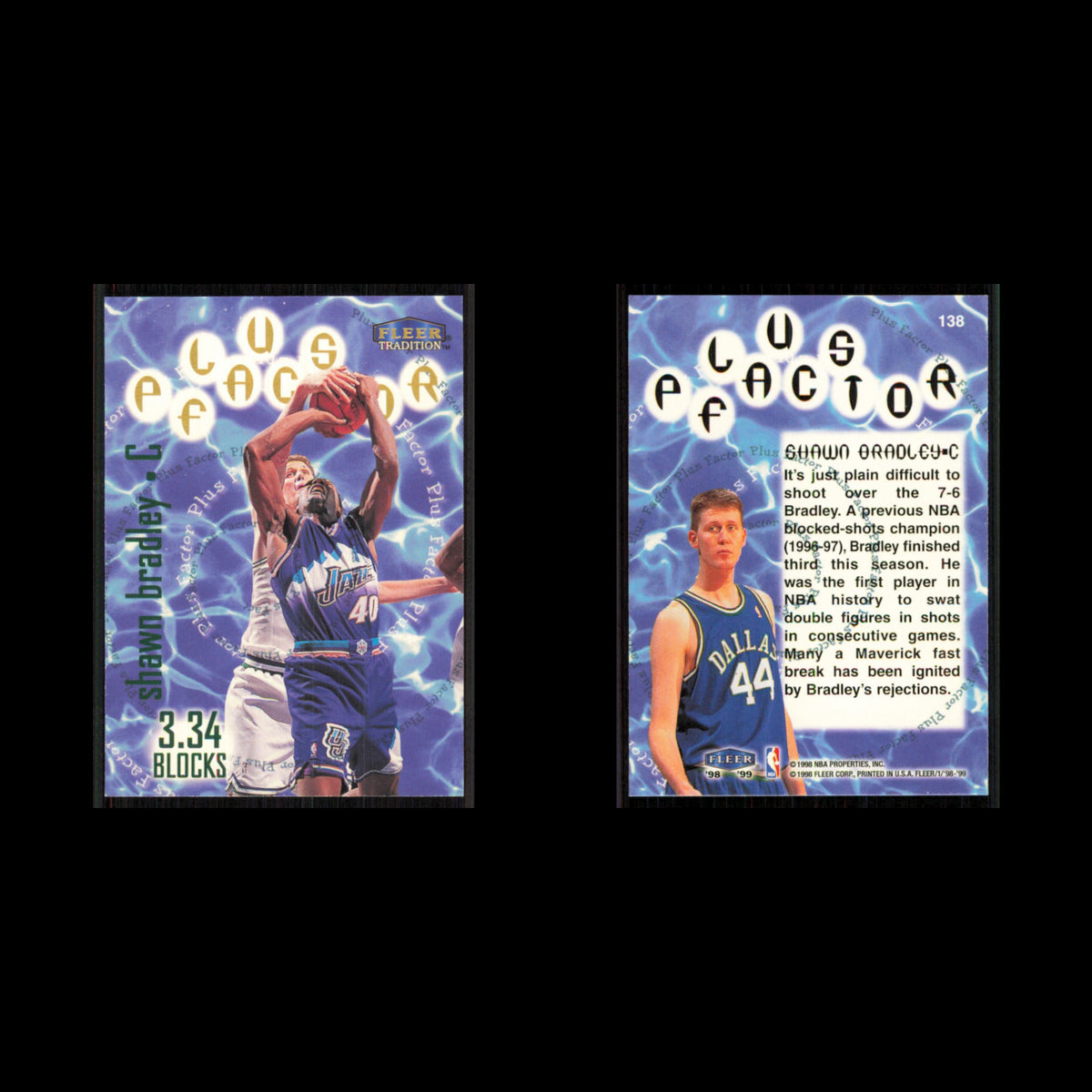 Shawn Bradley #138 1998 Fleer Tradition Dallas Mavericks Basketball Card NBA NM