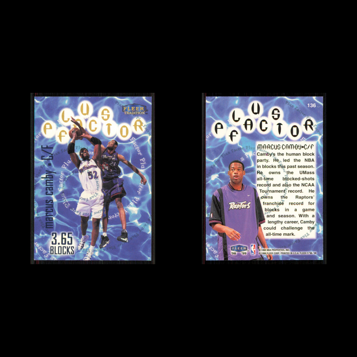 Marcus Camby #136 1998 Fleer Tradition Toronto Raptors Basketball Card NBA NM