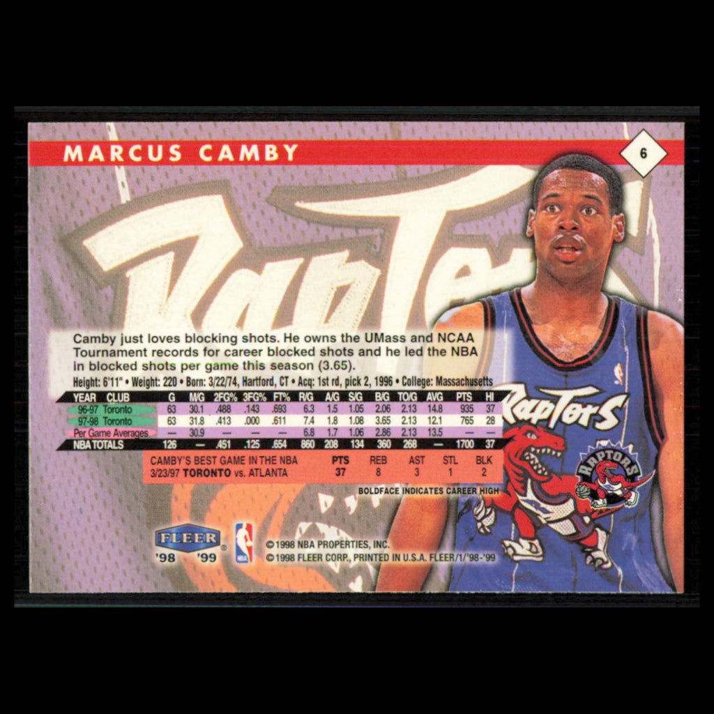 Marcus Camby #6 1998 Fleer Tradition Toronto Raptors Basketball Card NBA NM