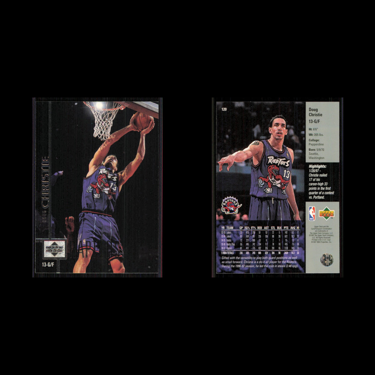 Doug Christie #120 1997 Upper Deck Toronto Raptors Basketball Card NBA NM