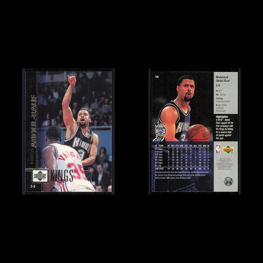 Mahmoud Abdul-Rauf #106 1997 Upper Deck Sacramento Kings Basketball Card NBA NM