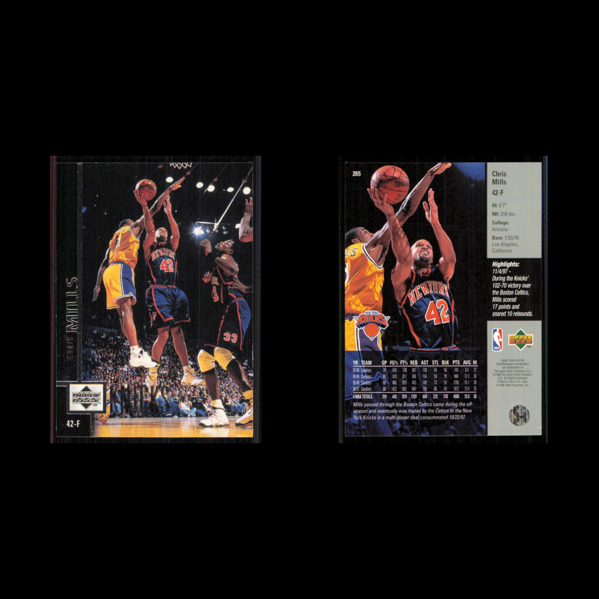 Chris Mills #265 1997 Upper Deck New York Knicks Basketball Card NBA NM