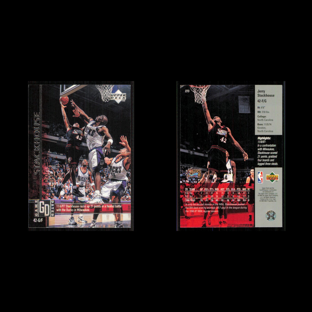Jerry Stackhouse #273 1997 Upper Deck Philadelphia 76ers Basketball Card NBA NM