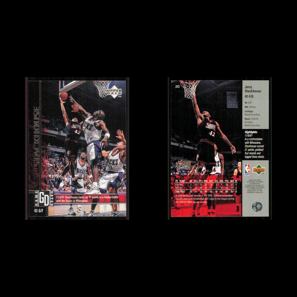 Jerry Stackhouse #273 1997 Upper Deck Game Dated Memorable Moments 76ers Card NM