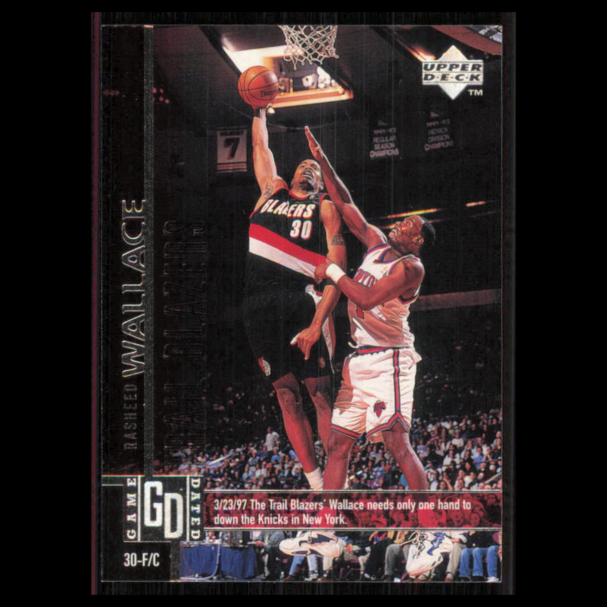 Rasheed Wallace #284 1997 Upper Deck Portland Trail Blazers Basketball Card NBA
