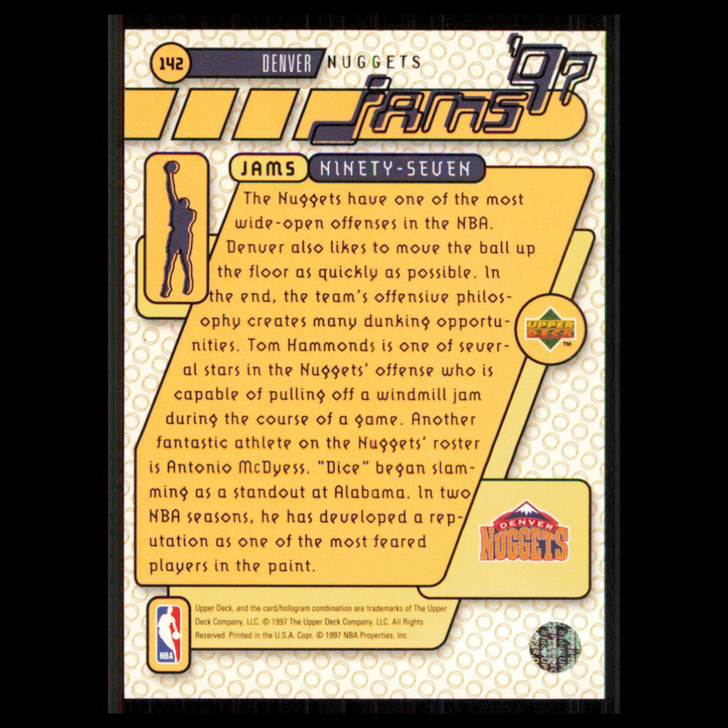 Tom Hammonds #142 1997 Upper Deck Denver Nuggets Basketball Card NBA NM