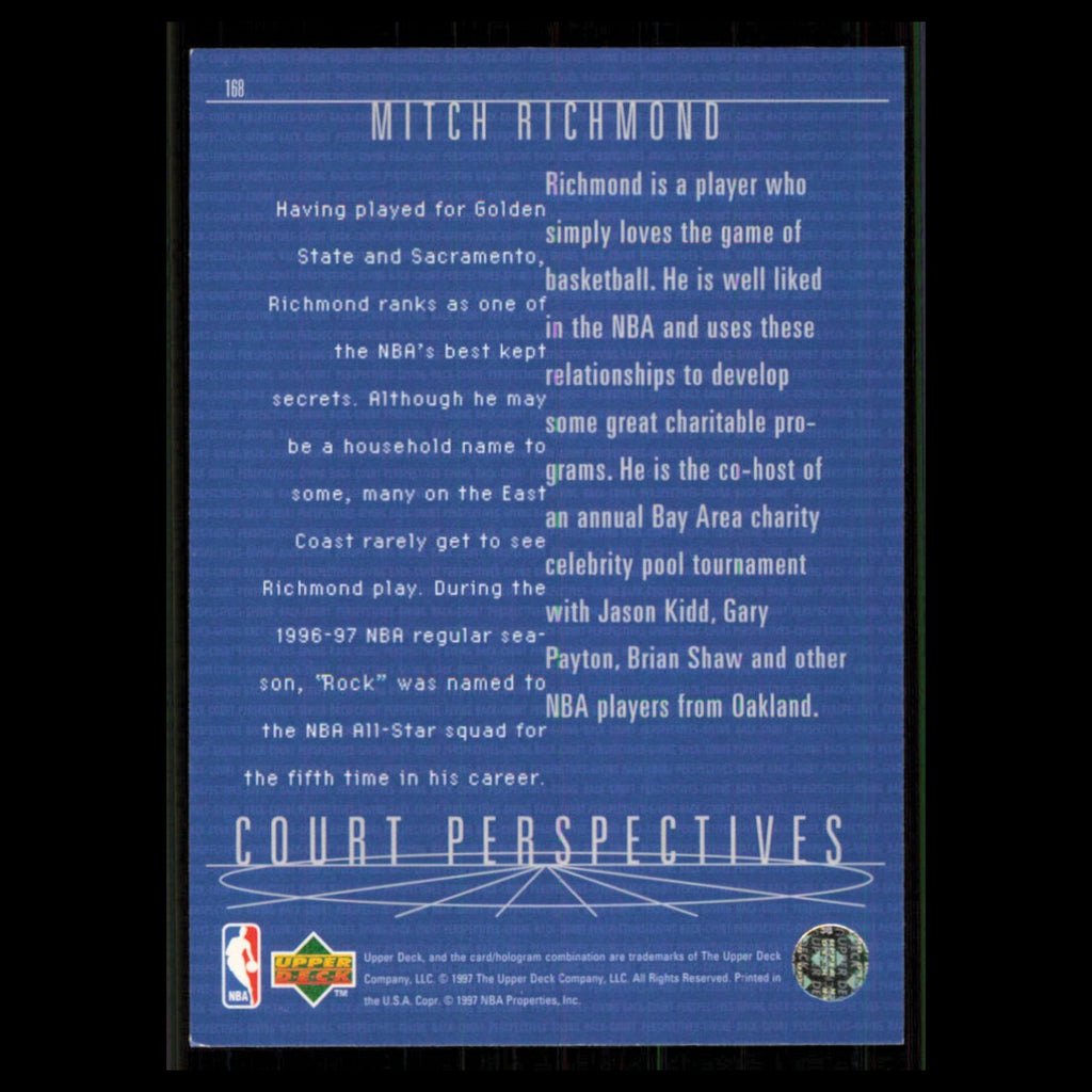 Mitch Richmond #168 1997 Upper Deck Sacramento Kings Basketball Card NBA NM