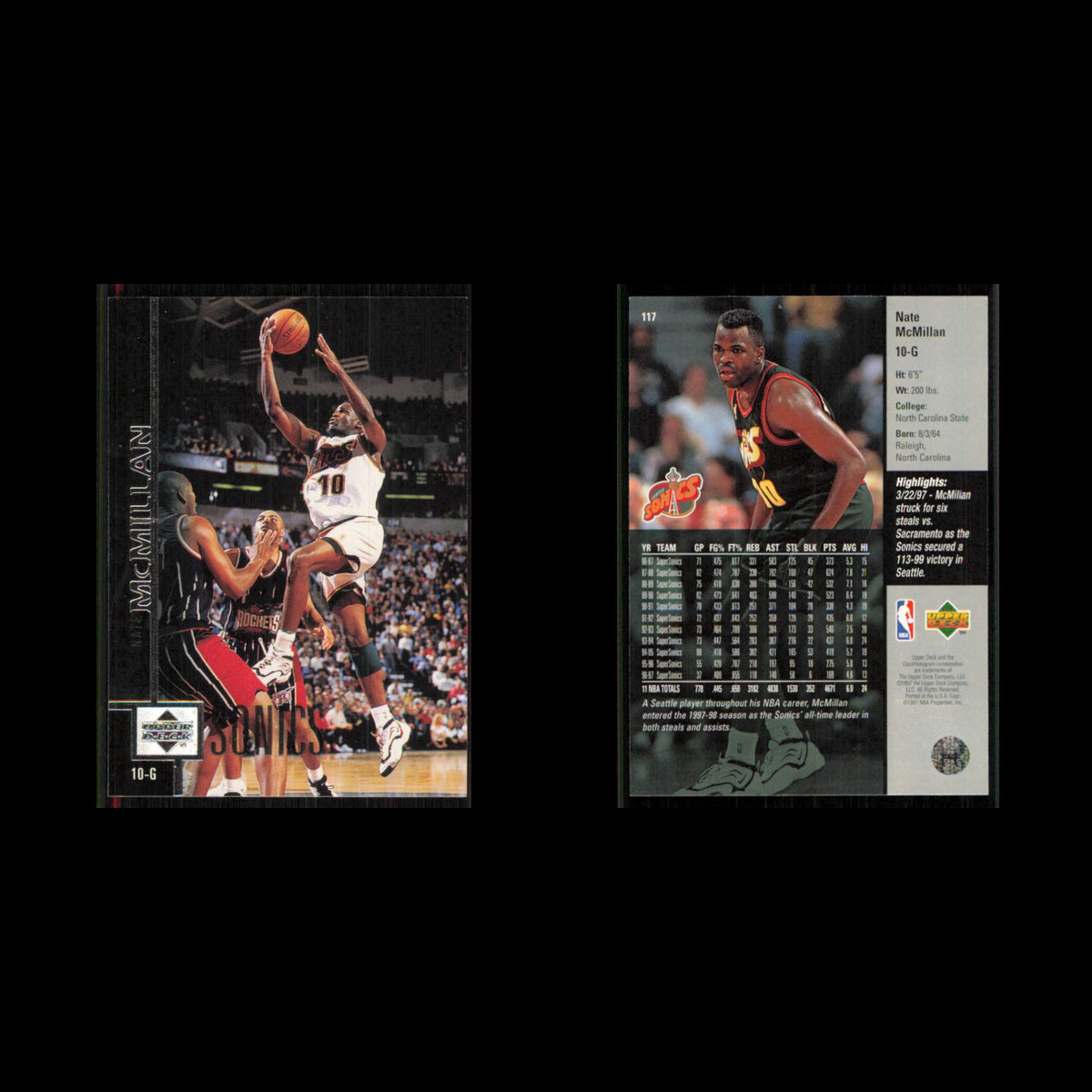 Nate McMillan #117 1997 Upper Deck Seattle SuperSonics Basketball Card NBA NM