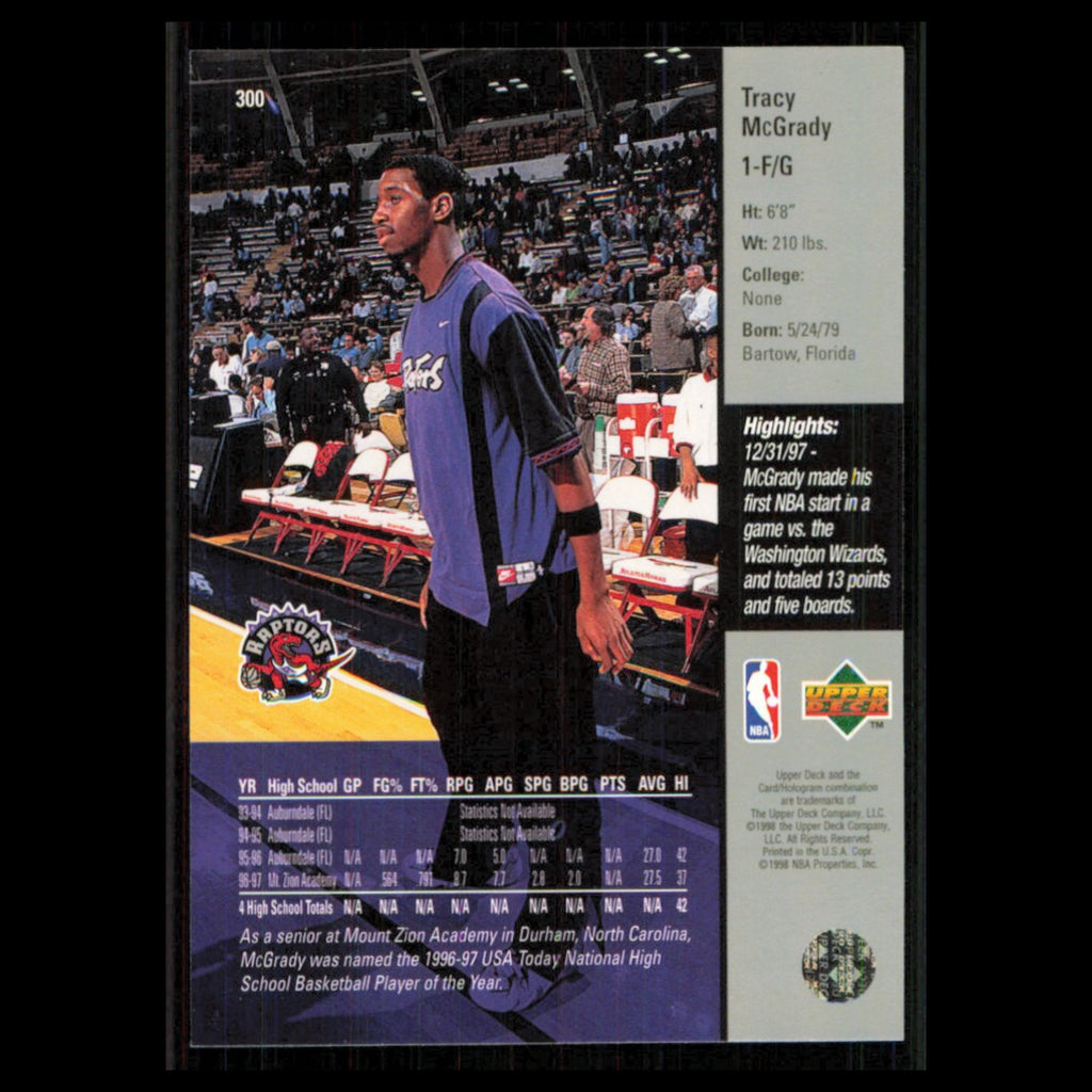 Tracy McGrady Rookie #300 1997 Upper Deck Toronto Raptors Basketball Card NBA NM
