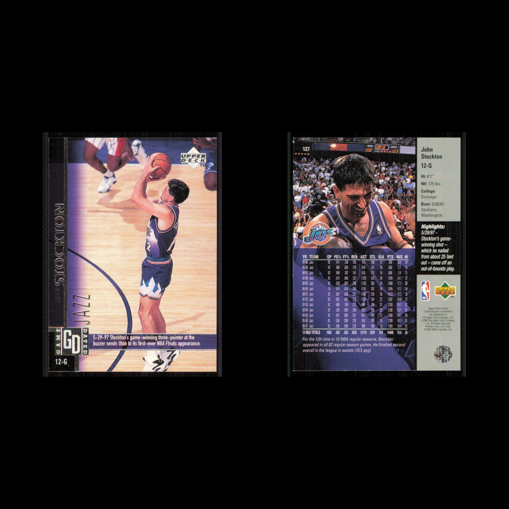 John Stockton #127 1997 Upper Deck Game Dated Memorable Moments Utah Jazz Card