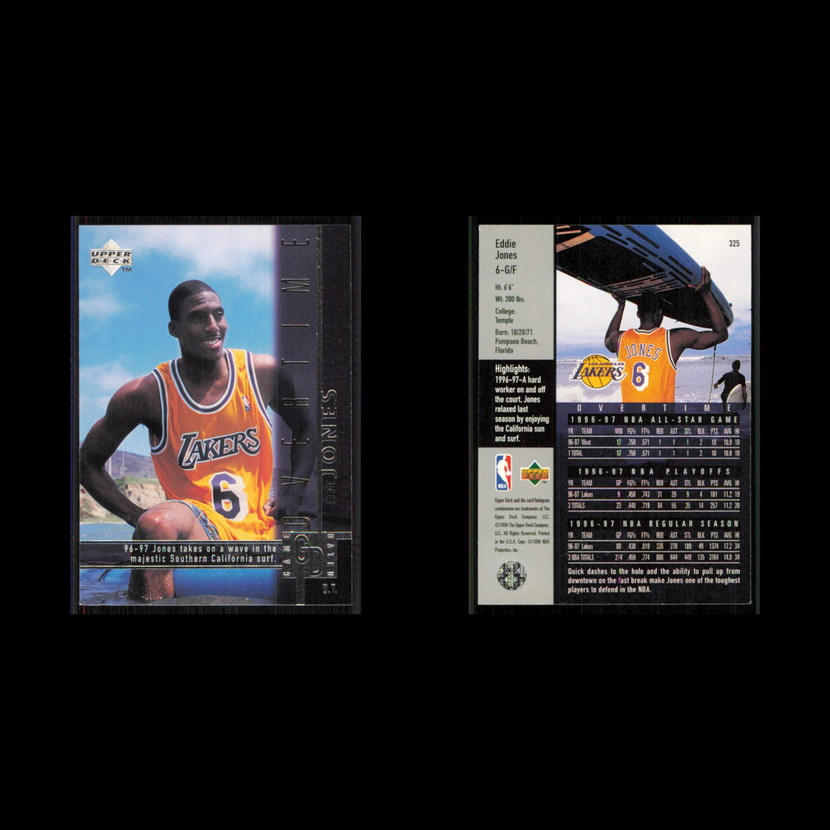 Eddie Jones #325 1997 Upper Deck Los Angeles Lakers Basketball Card NBA NM