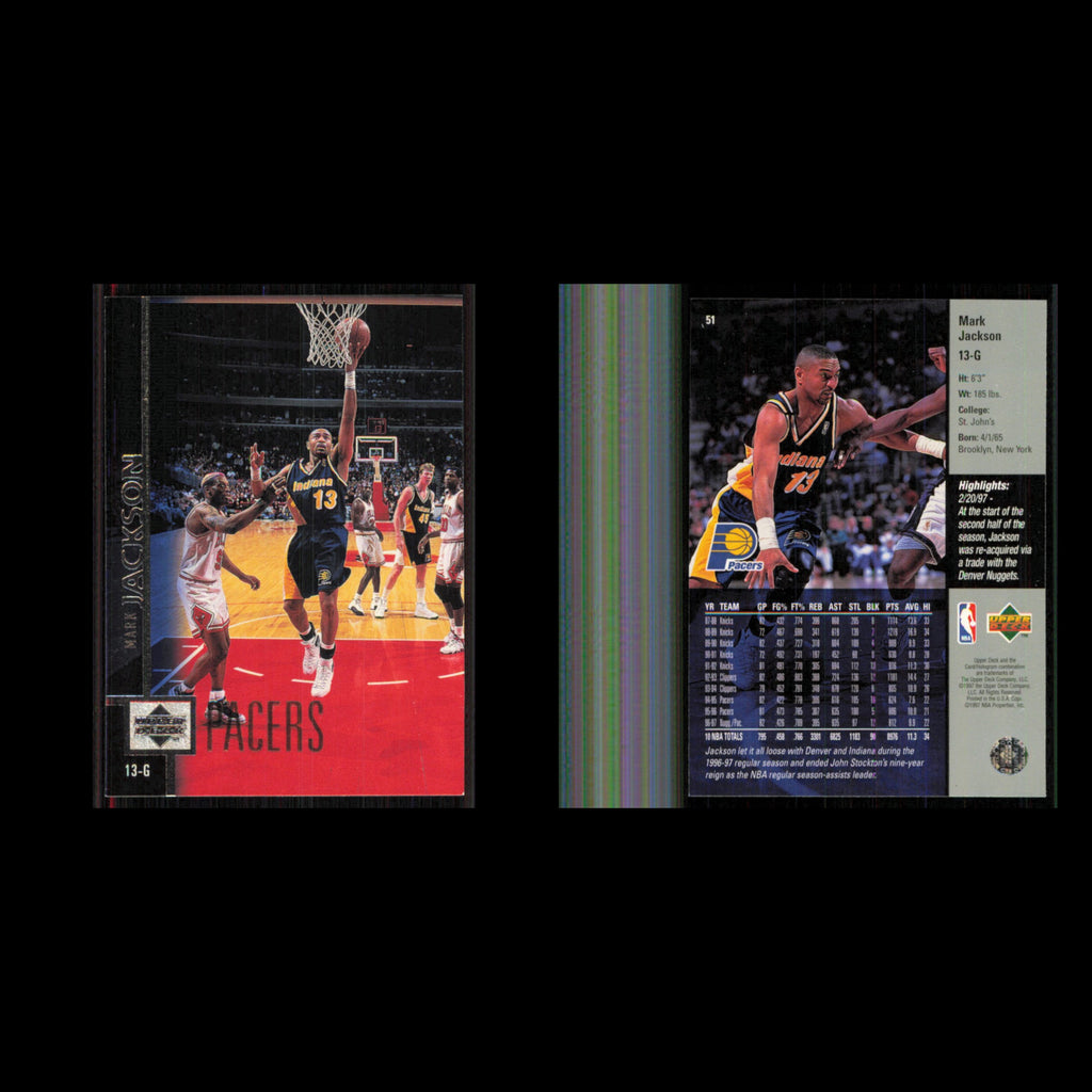 Mark Jackson #51 1997 Upper Deck Indiana Pacers Basketball Card NBA NM