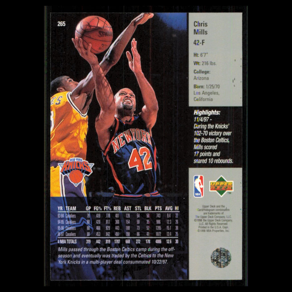 Chris Mills #265 1997 Upper Deck New York Knicks Basketball Card NBA NM