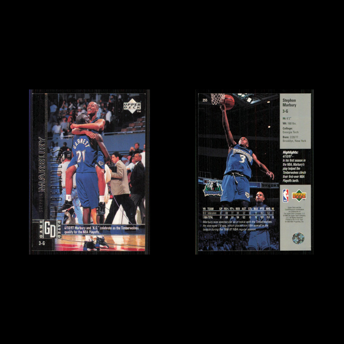 Stephon Marbury #255 1997 Upper Deck Minnesota Timberwolves Basketball Card NBA