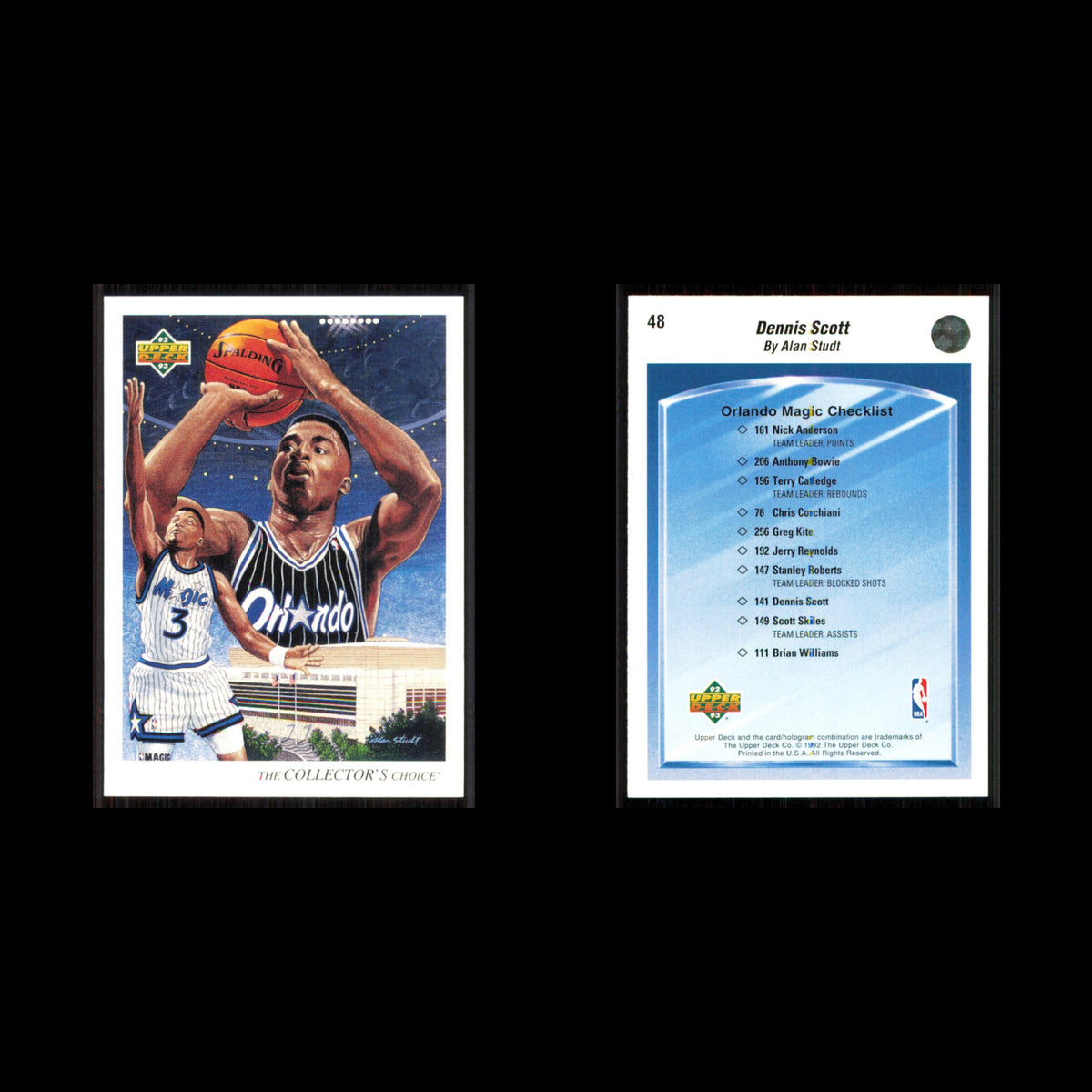 Dennis Scott #48 1992 Upper Deck Orlando Magic Basketball Card NBA NM
