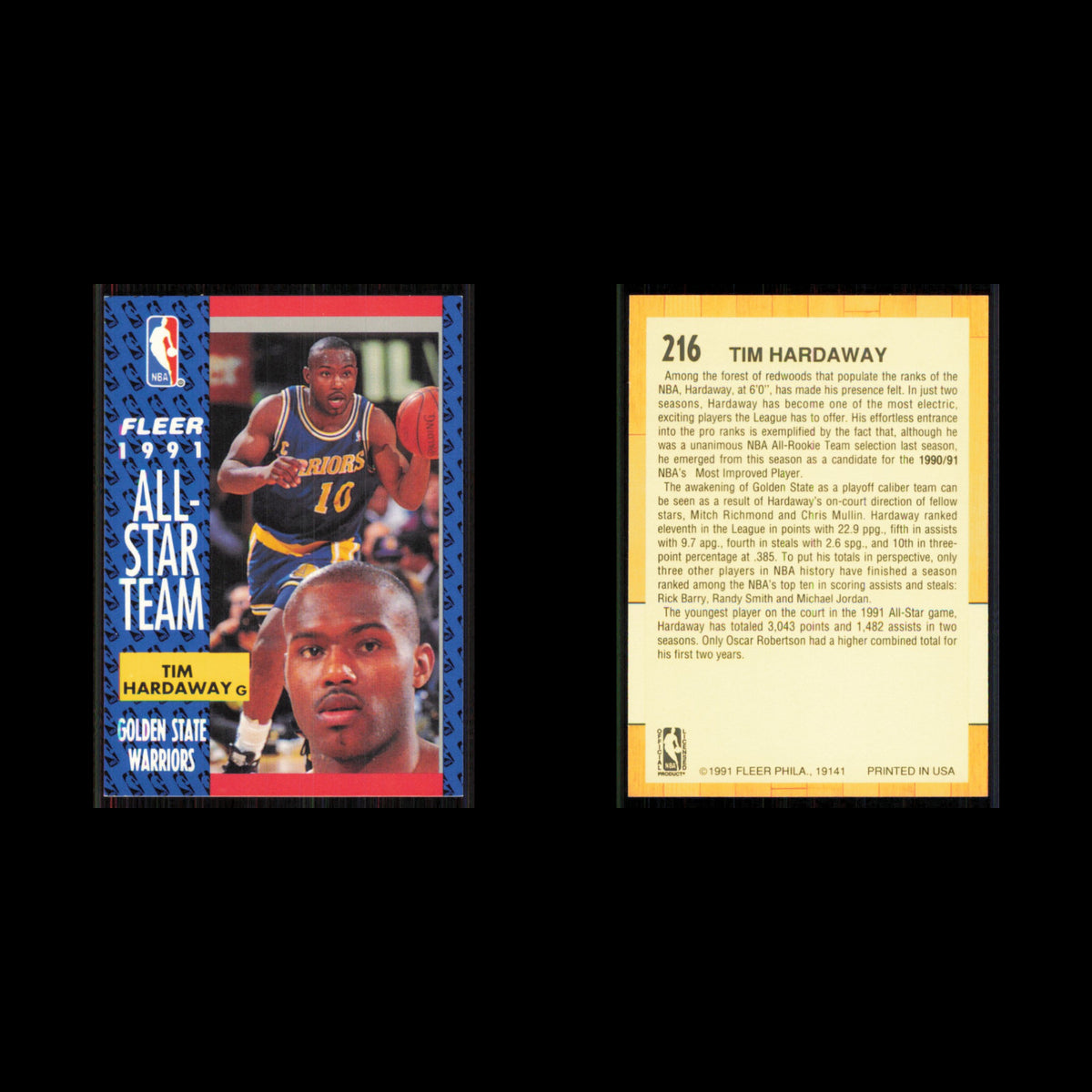 Tim Hardaway #216 1991 Fleer Golden State Warriors Basketball Card NBA NM