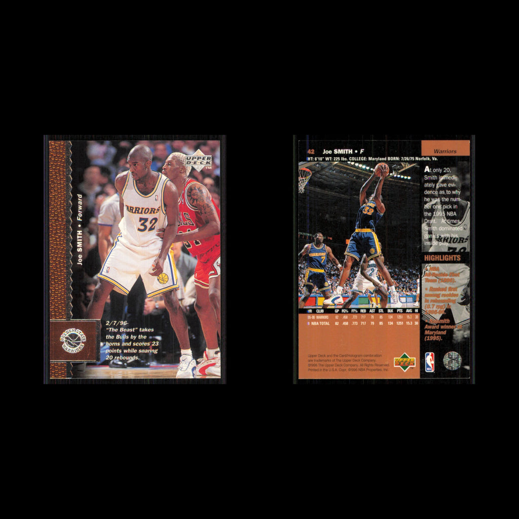 Joe Smith #42 1996 Upper Deck Golden State Warriors Basketball Card NBA NM