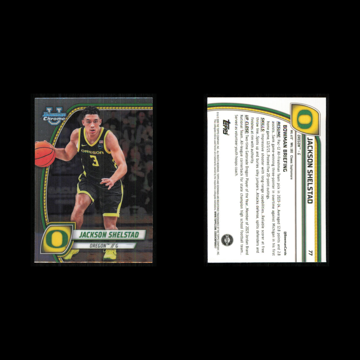 Jackson Shelstad #77 2024 Bowman University Chrome Oregon Ducks Basketball Card