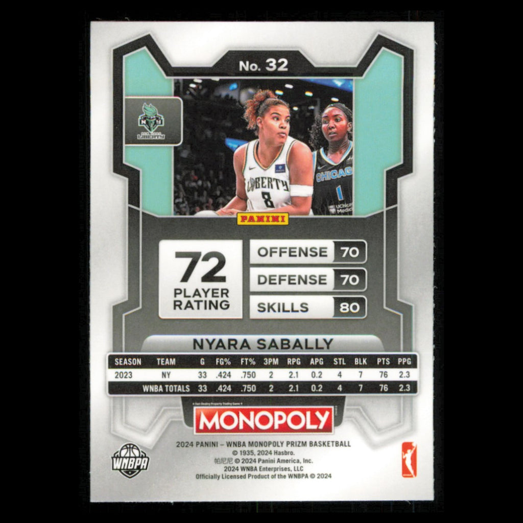 Nyara Sabally #32 2024 Panini Prizm Monopoly WNBA New York Liberty Basketball NM