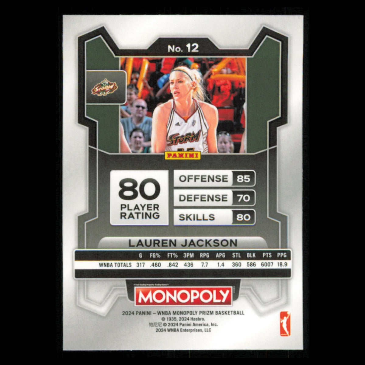 Lauren Jackson #12 2024 Panini Prizm Monopoly WNBA Seattle Storm Basketball Card