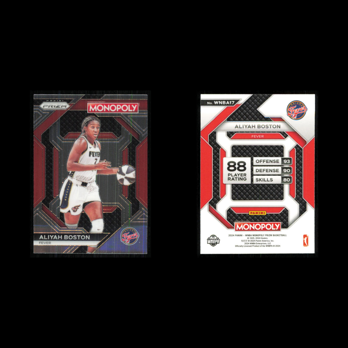 Aliyah Boston #WNBA17 2024 Panini Prizm Monopoly WNBA Indiana Fever Basketball