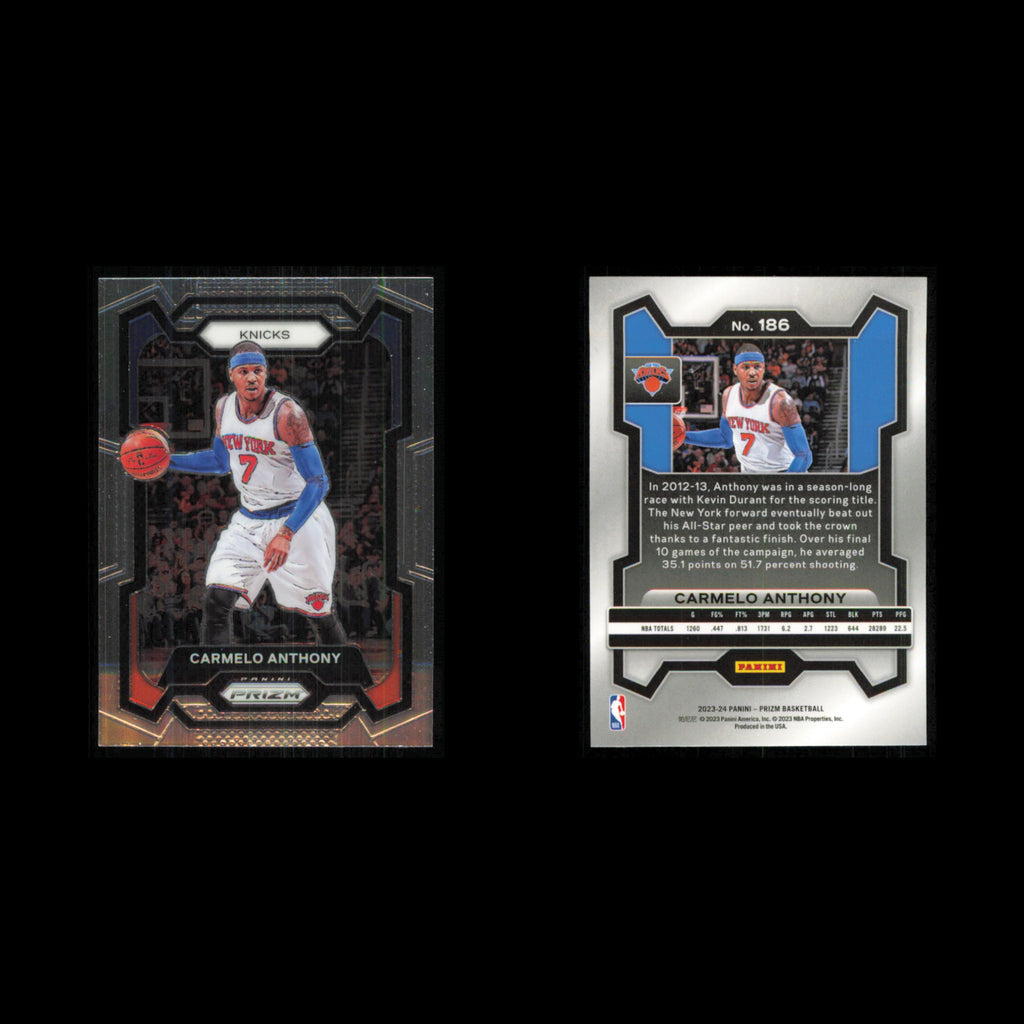 Carmelo Anthony #186 2023 Panini Prizm Prizms Blue New York Knicks Basketball NM