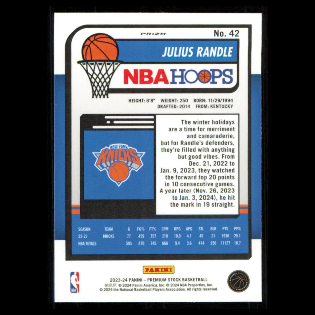 Julius Randle #42 2023 Hoops Premium Stock Silver New York Knicks Basketball NBA