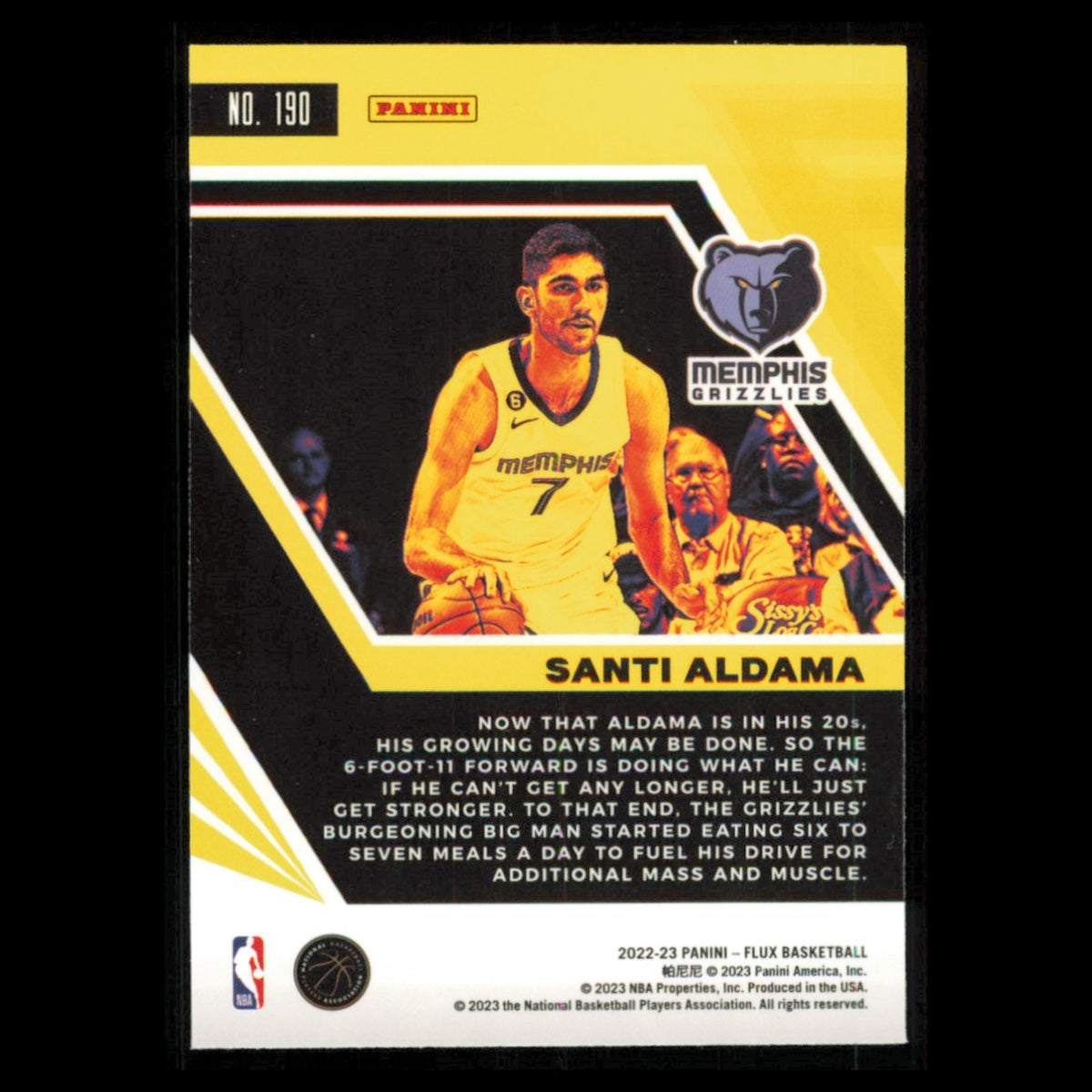 Santi Aldama #190 2022 Panini Flux Memphis Grizzlies Basketball Card NBA NM
