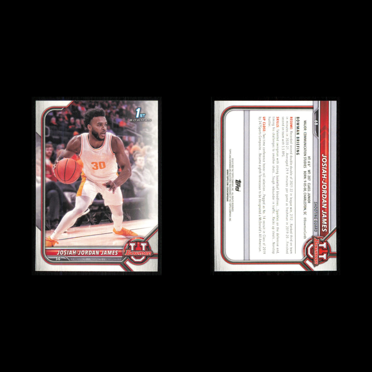Josiah-Jordan James #68 2022 Bowman University Basketball Card NBA NM
