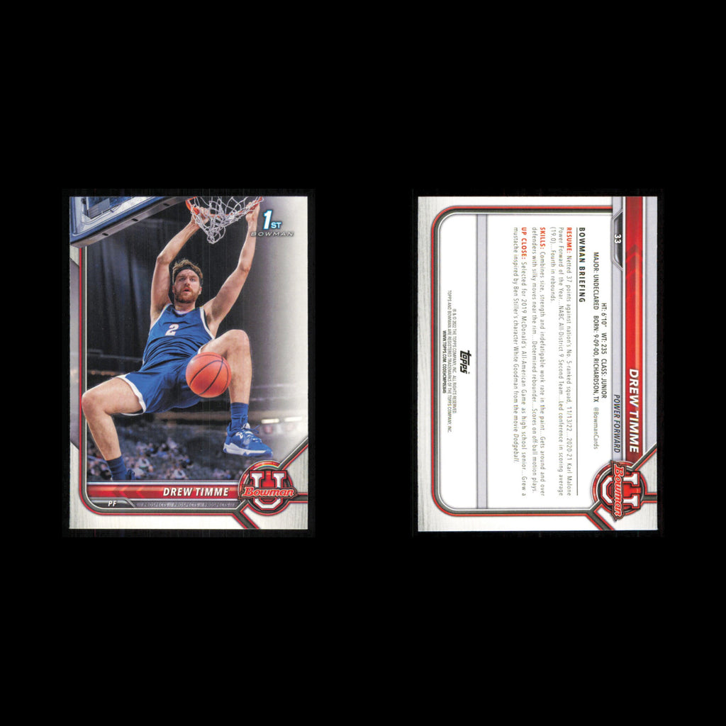 Drew Timme #33 2022 Bowman University Basketball Card NBA NM