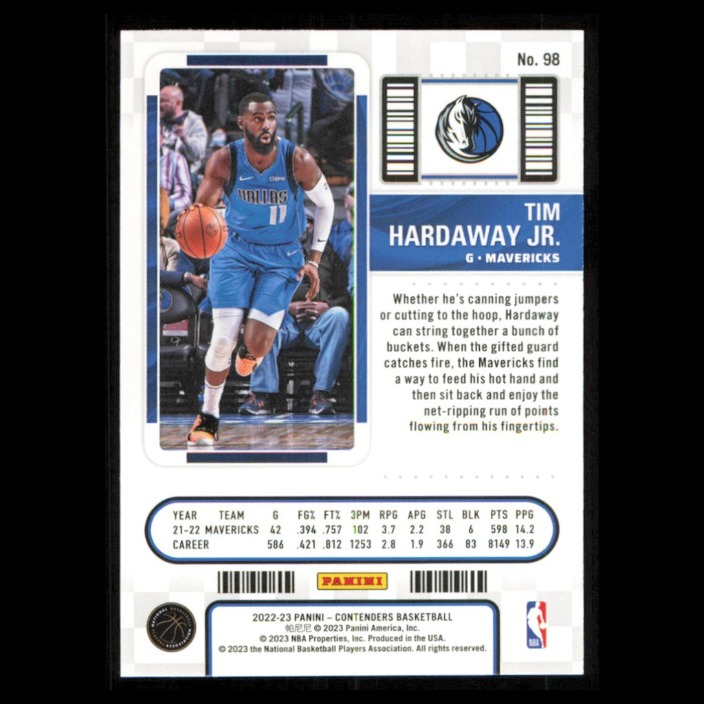 Tim Hardaway Jr. #98 2022 Panini Contenders Season Ticket Dallas Mavericks Card
