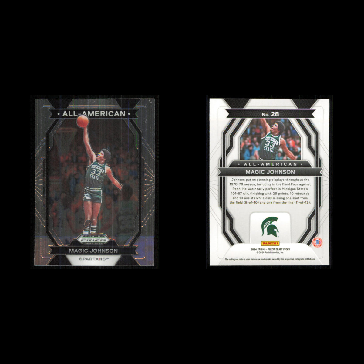 Magic Johnson #28 2024 Panini Prizm Draft Picks Michigan  State Spatans Card NBA