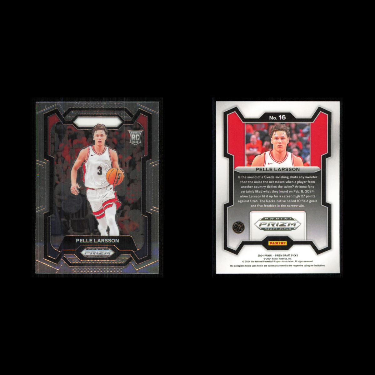 Pelle Larsson Rookie #16 2024 Panini Prizm Draft Picks Basketball Card NBA NM