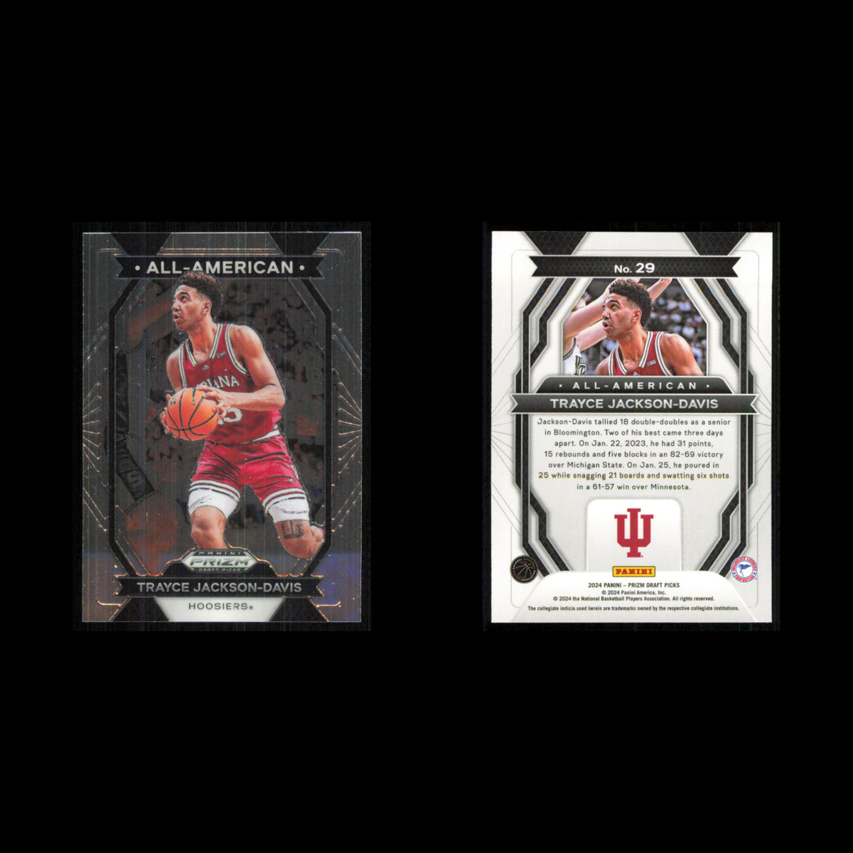 Trayce Jackson-Davis #29 2024 Panini Prizm Draft Picks Indiana Hoosiers Card NBA