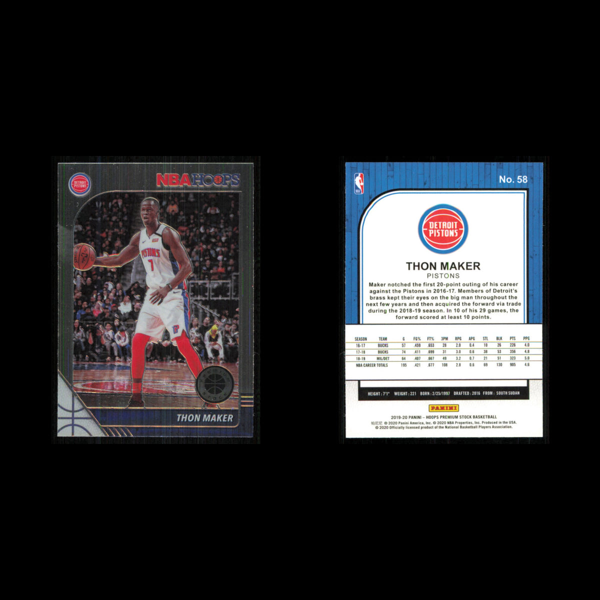 Thon Maker #58 2019 Hoops Premium Stock Detroit Pistons Basketball Card NBA NM